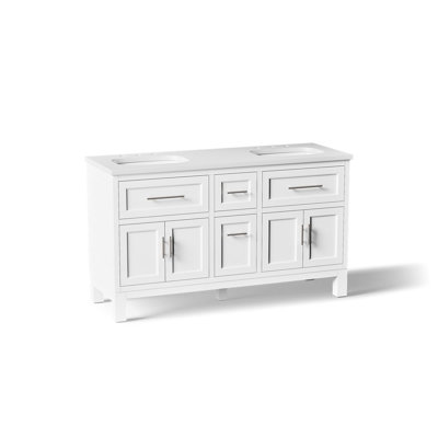 Meuble-lavabo mural simple avec plateau en bois massif Quo
