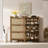 57.4'' H Rattan Shoe Cabinet with 2 Flip Drawers & Adjustable Shelves, Narrow Entryway Shoe Storage Organizer with Spacious Tabletop & Metal Handles-1348490607-1352821425