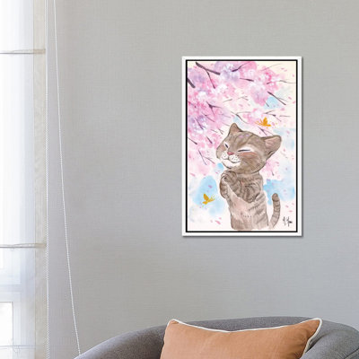 Cherry Blossom Wishes - Cat 1 Piece Painting on Canvas