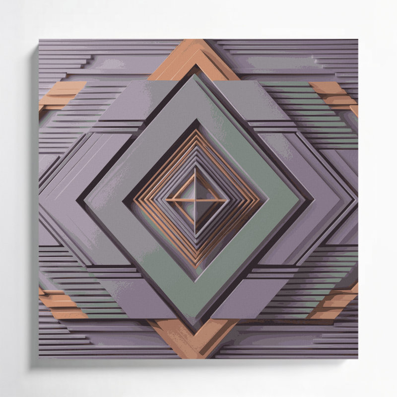 «Geometric Abstraction 56», art mural sur toile rose, H 32 po x l 32 po