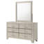 Commode de chambre à coucher à 6 tiroirs Trenton avec miroir rustique crème