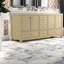 Meuble-lavabo en bois de chêne compact avec éviers doubles, solution de rangement moderne