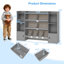 Bibliothèque et rangement pour jouets pour enfants avec 8 boîtes ouvertes et 2 armoires à une porte - gris-1647386250