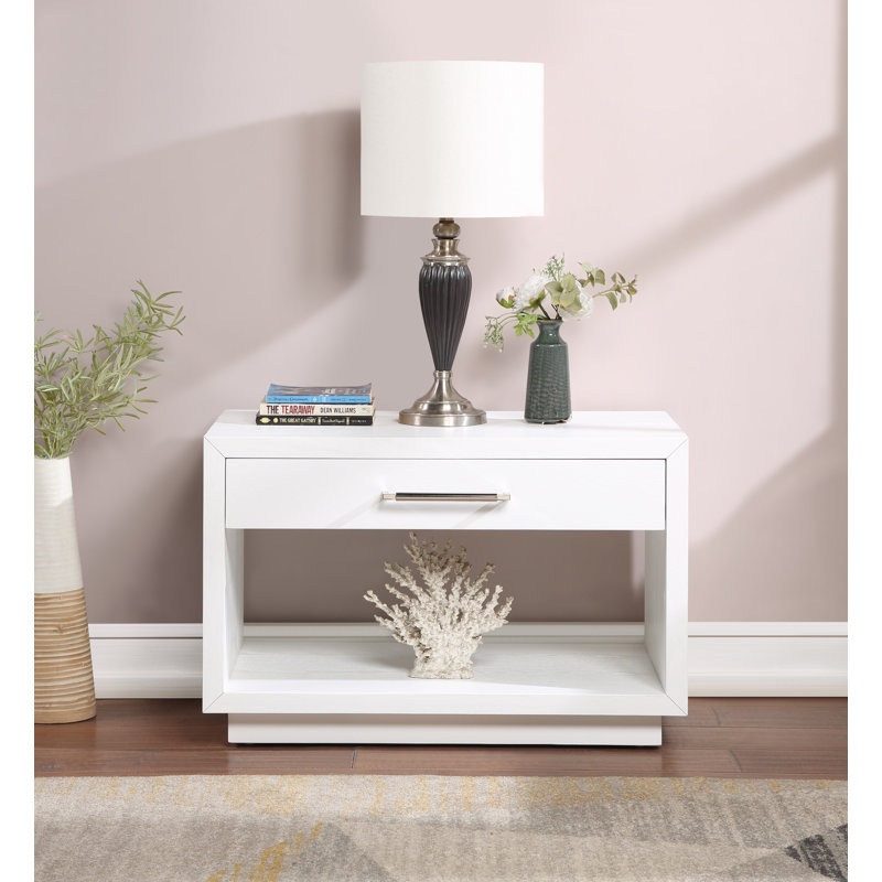 Table de chevet 1 tiroir Avery, Blanc