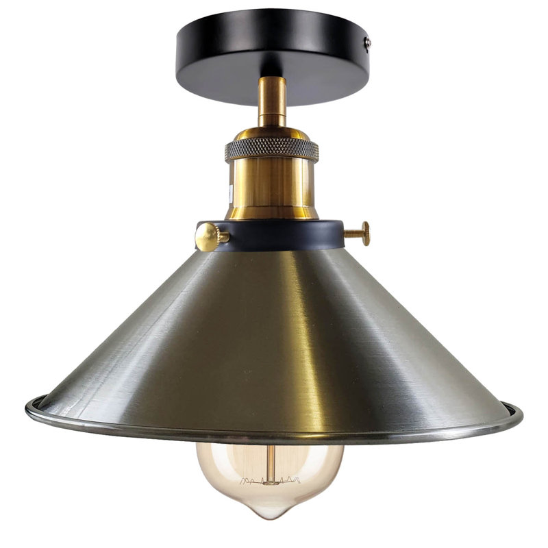 Denzel Semi Flush Mount, Satin Nickel