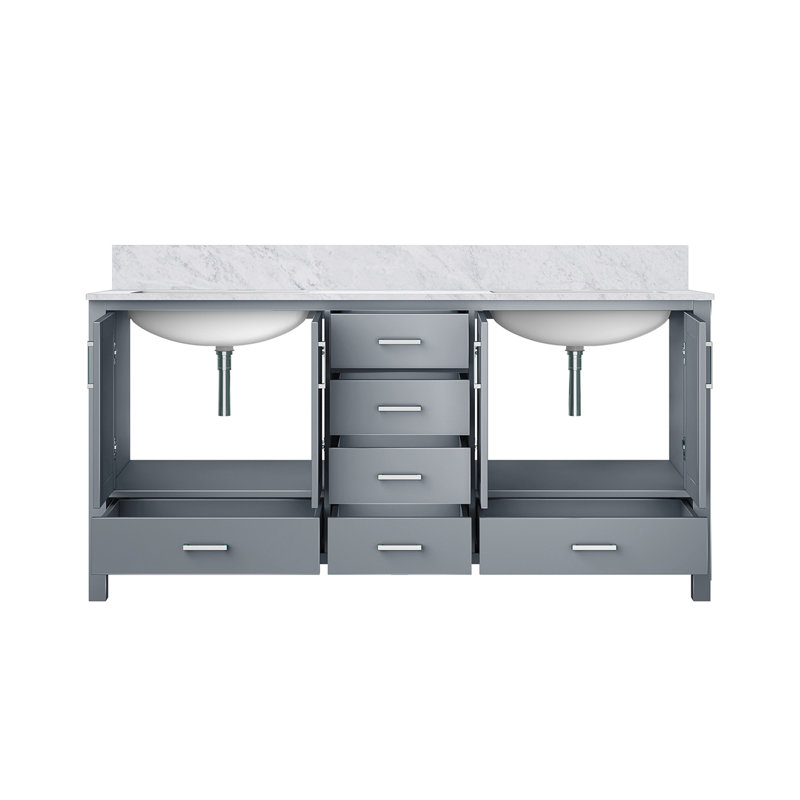 Meuble-lavabo double avec plateau en marbre, Gris foncé