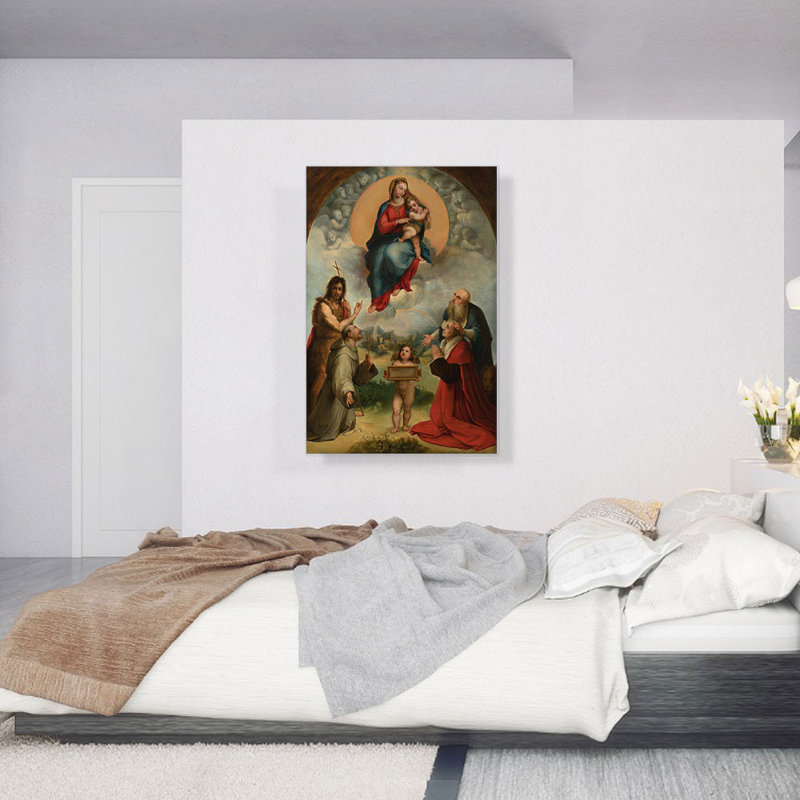 «Madonna of Foligno 1507» par Raphael, reproduction d'art sur toile tendue, H 40 po x l 26 po x P 1,5 po