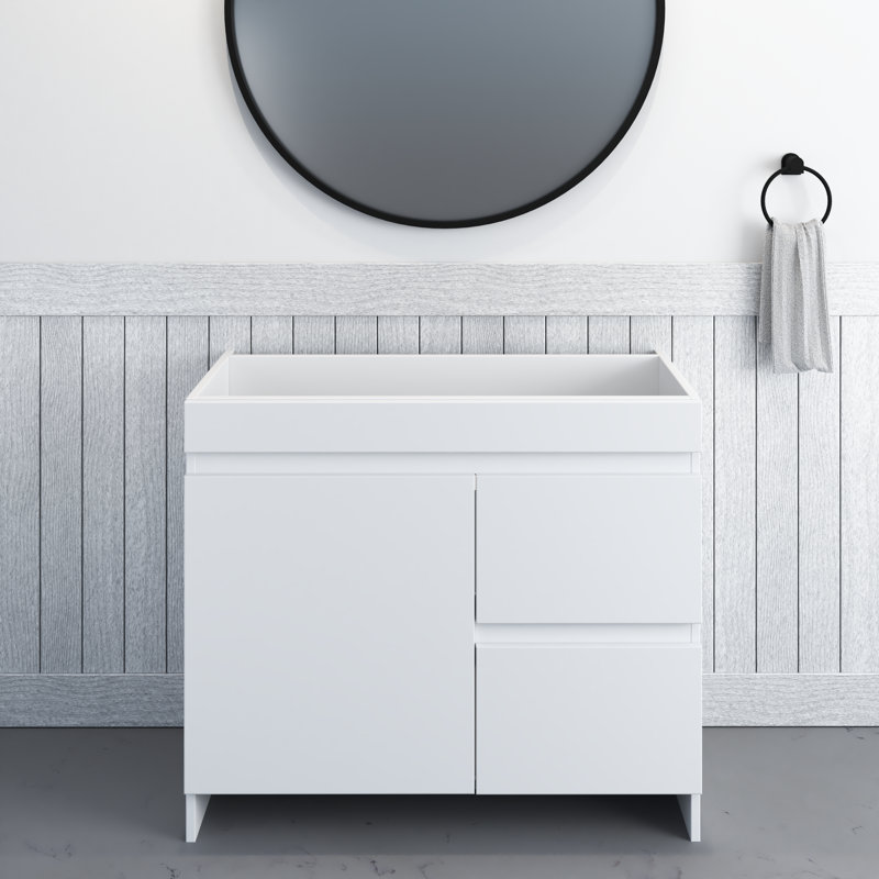 White Freestanding Single Bathroom Vanity with Soft Close Drawers