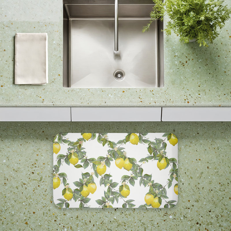 Tapis de sol anti-fatigue Frony Lemony Vine, Motif de vigne citronnée fruitée