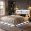 EU Double & Kingsize Smart Velvet Ottoman Storage Bed with Charging Ports, Upholstered Tufted Bed Frame with App-Controlled RGB LED Headboard & Lift Up Storage, Beige/Grey-486170909-486170919