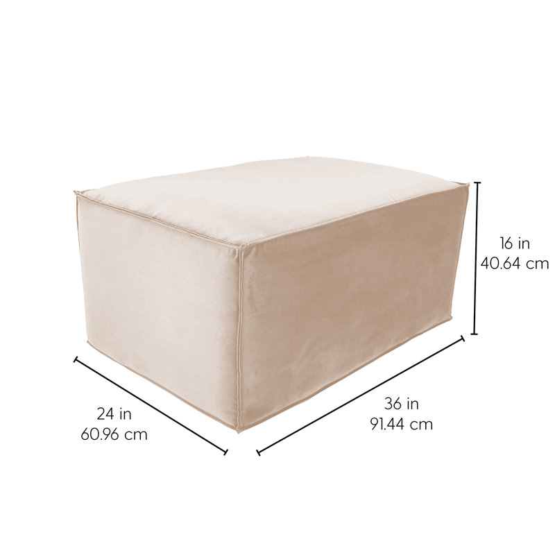 Microfiber & Vinyl Overstuffed 36" x 24" Rectangle Ottoman, 16"H, Beige