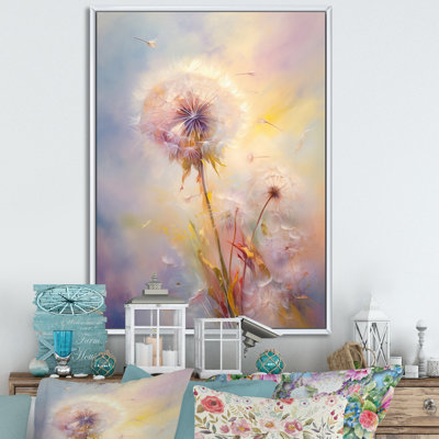 Impression romantique sur toile pissenlit mauve «Lowleaf»