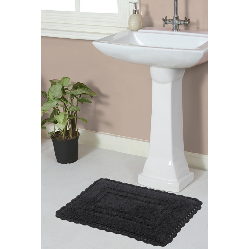 Tapis de bain réversible décontracté 100% coton Casual Elegance Bathmat, l 17 po x L 24 po, gris