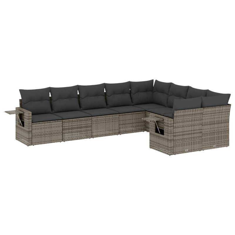  Ensemble de canapé de jardin en rotin PE gris, Gris foncé, Gris