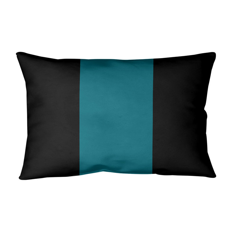 Coussin lombaire à rayures San Jose, Noir / bleu sarcelle foncé du Pacifique / noir