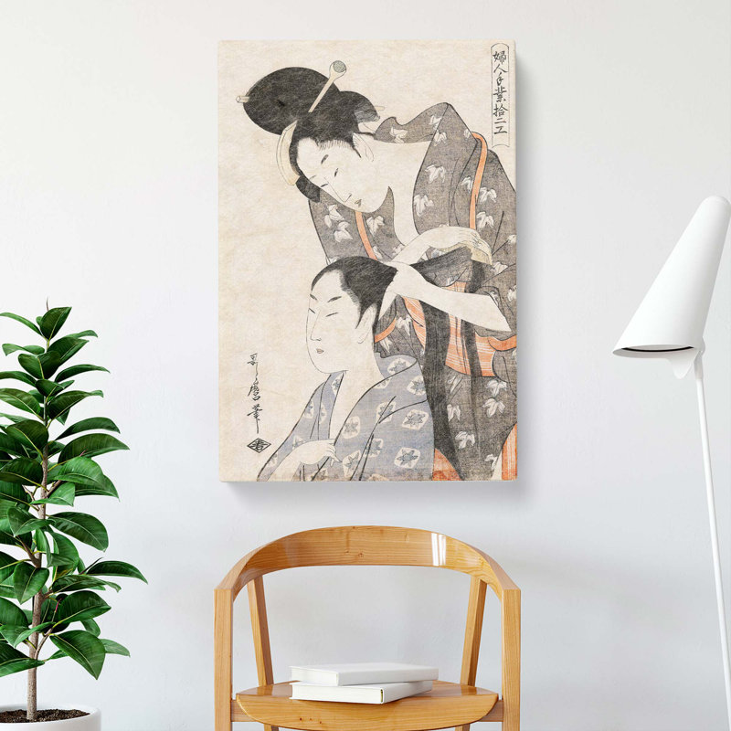 Hairdresser by Kitagawa Utamaro - Wrapped Canvas Painting, 50cm H x 35cm W x 3cm D