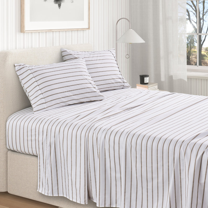 Soft Striped Microfiber Sheet Set, Twin, Tan