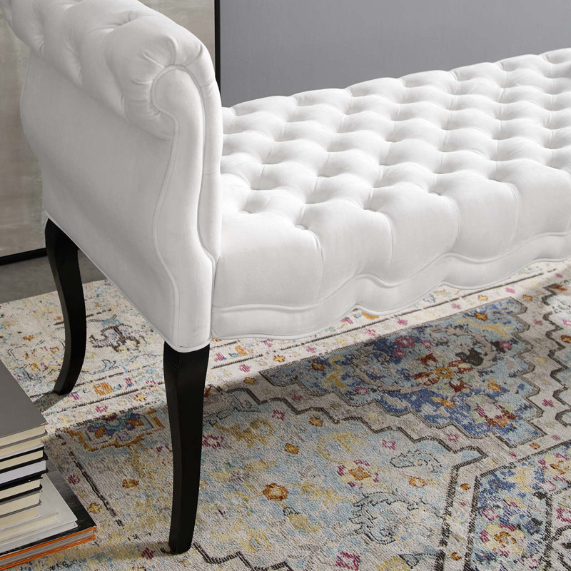Banc en velours Performance Adelia Chesterfield, Blanc