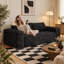 Canapé 3 places moderne de 200 cm (78,8 po) en velours côtelé doux, assise profonde et confortable, livré monté, idéal pour appartement, chambre ou bureau, noir.