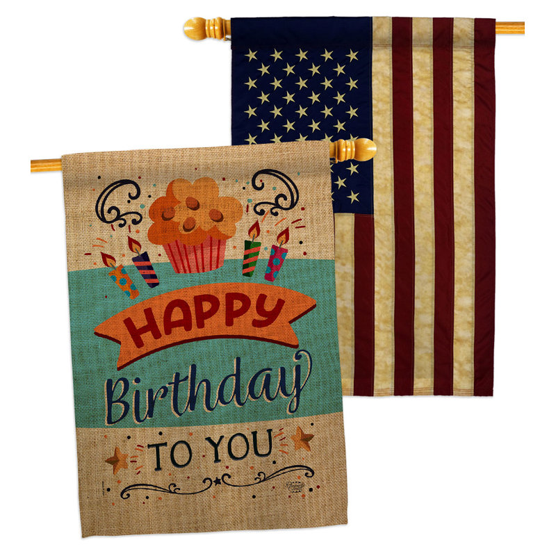 Double Sided 40'' H x 28'' W Polyester Birthday House Flag