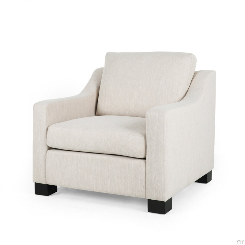 Fauteuil club contemporain rembourré, Beige