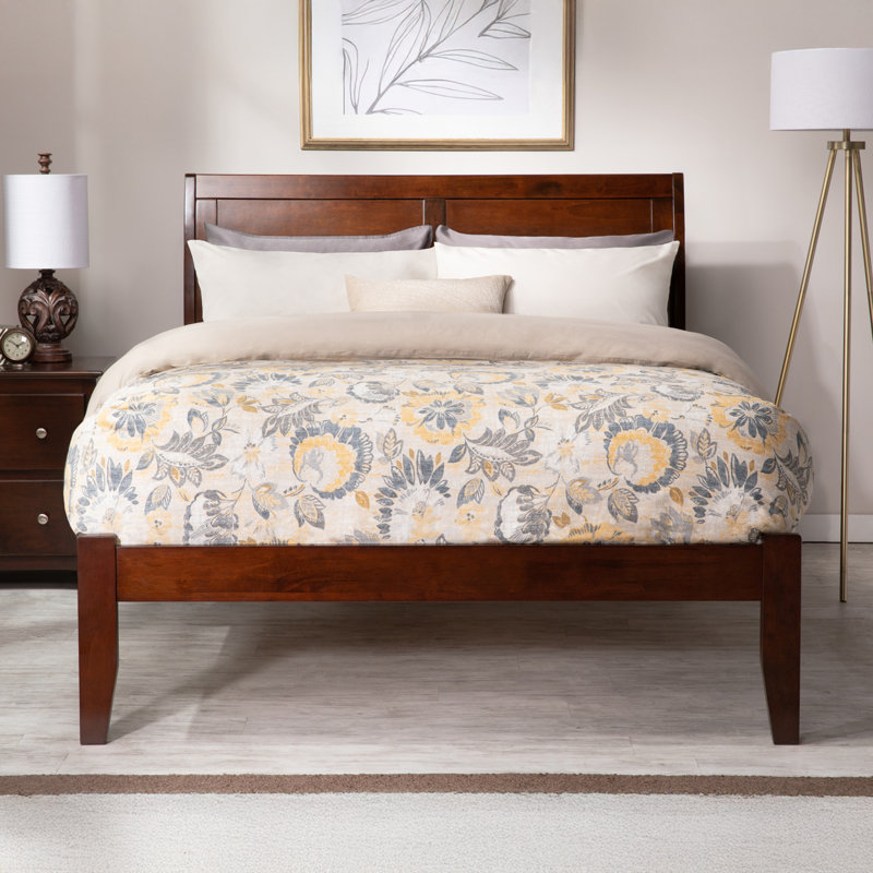  Fitzsimmons Solid Wood Sleigh Platform Bed, Walnut, Queen