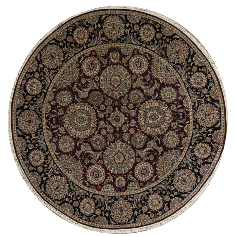Tapis rond brun noué à la main de haute qualité