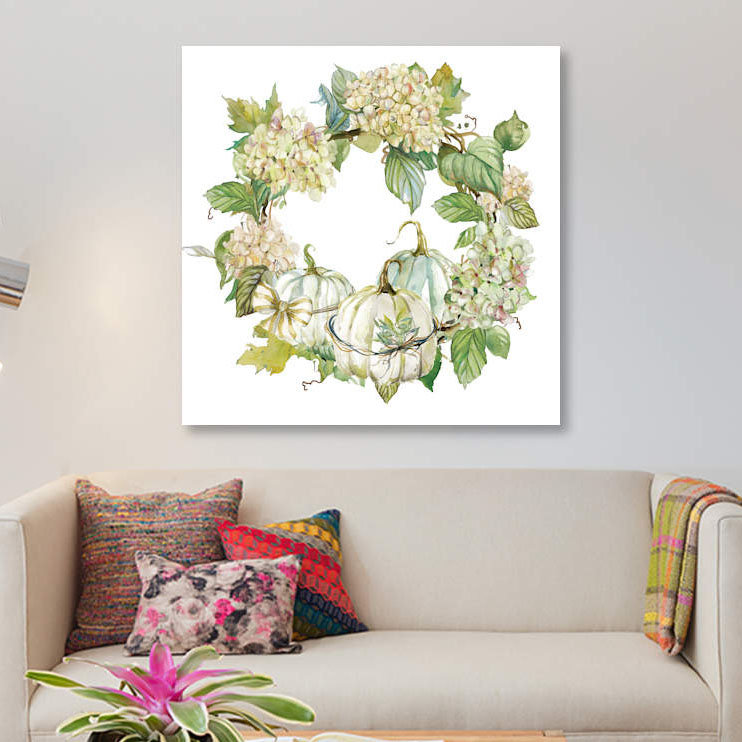 « end of summer couronne », reproduction sur toile, H 26 po x l 26 po x P 1,5 po, Pas de tapis, Toile tendue
