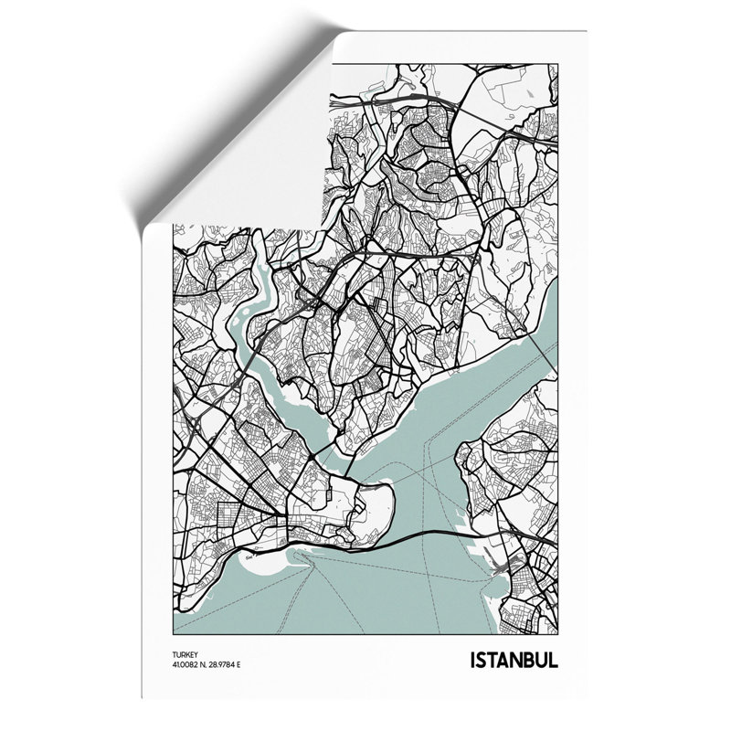 Map Istanbul TURKEY - Frameless Print, 59cm H x 42cm W x 0.1cm D