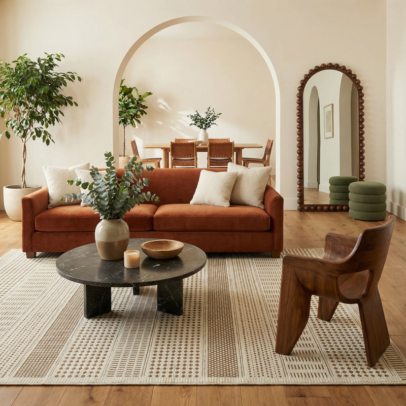 Rug Branch Azura 5' x 7' (5'3" x 7'1") Beige/Brown Geometric Indoor Area Rug, Contemporary, Low Pile, Stain-Resistant Carpet - Living Room, Bedroom, Dining Room, and Kitchen