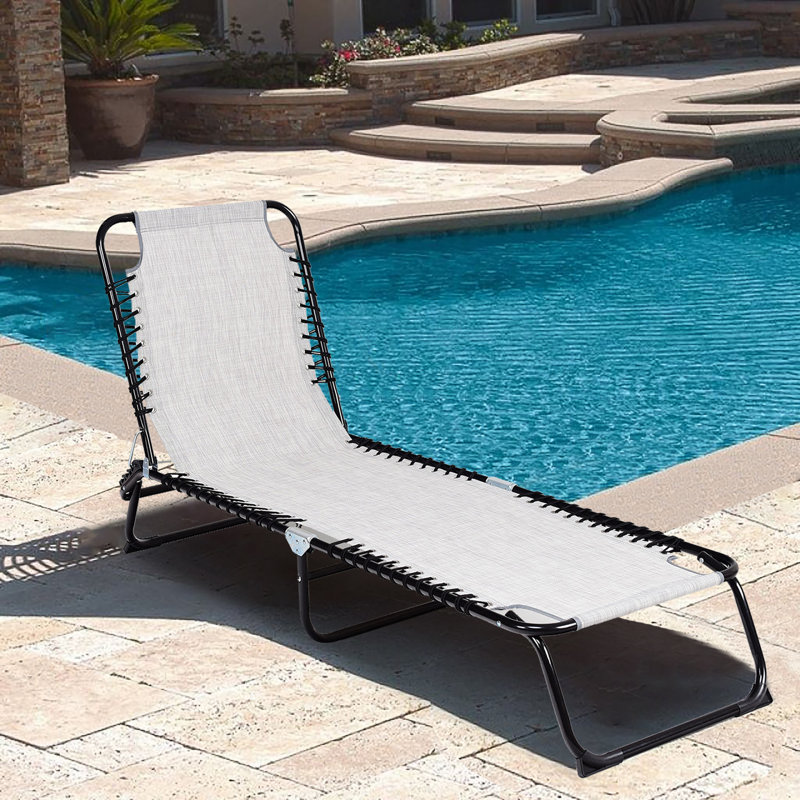 Chaise longue inclinable Malone, Gris