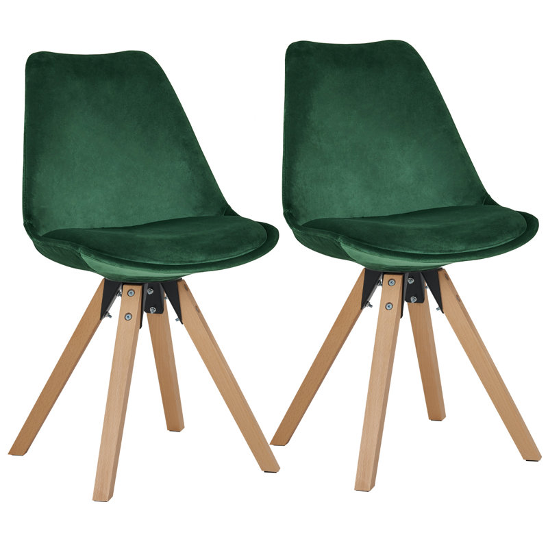 Abeyta 50cm H Velvet Upholstered Side Chair, Green