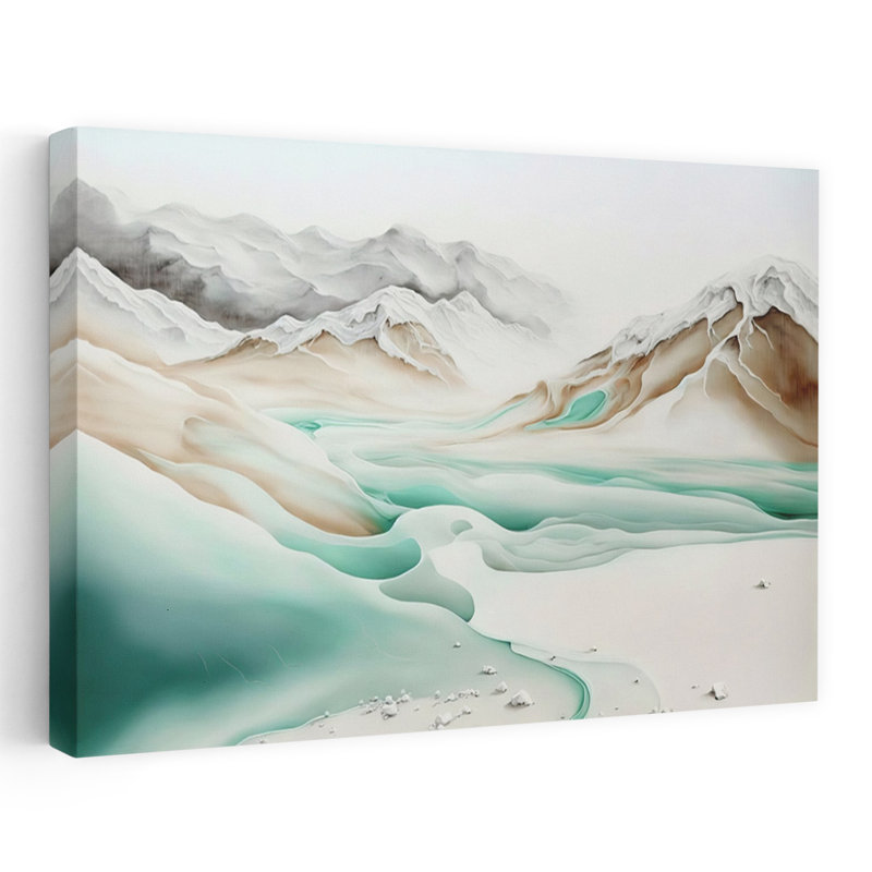 Couloir tranquille alpin, paysage abstrait contemporain et élégant, affiche murale de montagne, H 16 po x l 24 po