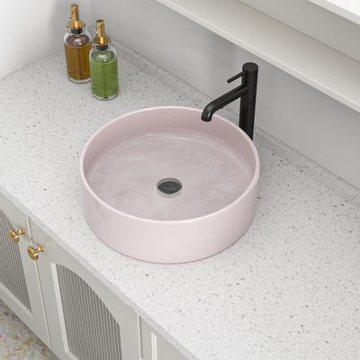 15.75" L x 15.75" W Bathroom Vessel Sink Round Sink Above Counter Porcelain Ceramic Vanity Sink