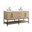 Meuble-lavabo double 60 po avec plateau en pierre d'ingénierie Cherita