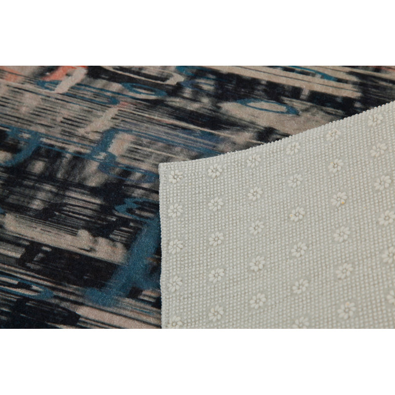 Tapis tissé élégant (4 x 6 pi), 100% polyester, d'une hauteur de poils de 0,4 po | Antibactérien, antidérapant sous la surface | Lavable à la machine, impression numérique 3D | Parfait pour le salon, la chambre à coucher et la décoration intérieure