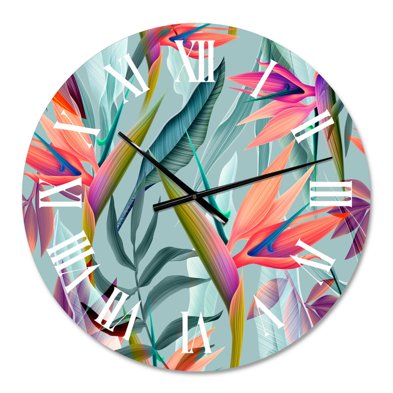 Fleurs tropicales VINtage VI - Horloge murale traditionnelle, Petit