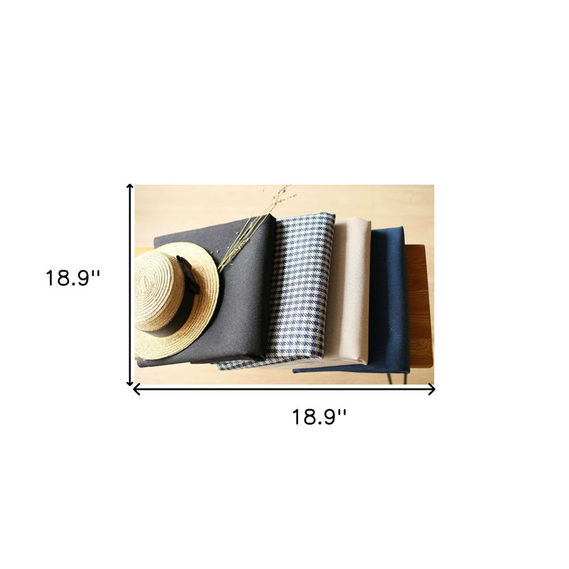 Ensemble de quatre coussins décoratifs à fermeture à glissière en polyester faits à la main 18 po x 18 po, Bleu / gris