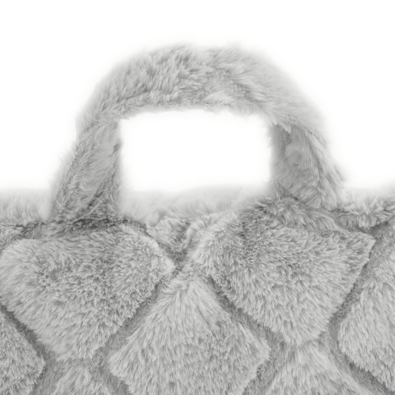 Cosy Diamond Faux Fur High Back Cuddle Cushion Back Rest, Silver