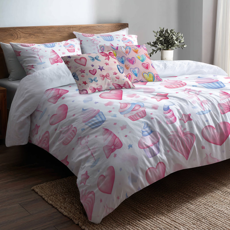 Ensemble de housse de couette Teens Sweets - Ensemble de literie et de coussins décoratifs pour enfants
