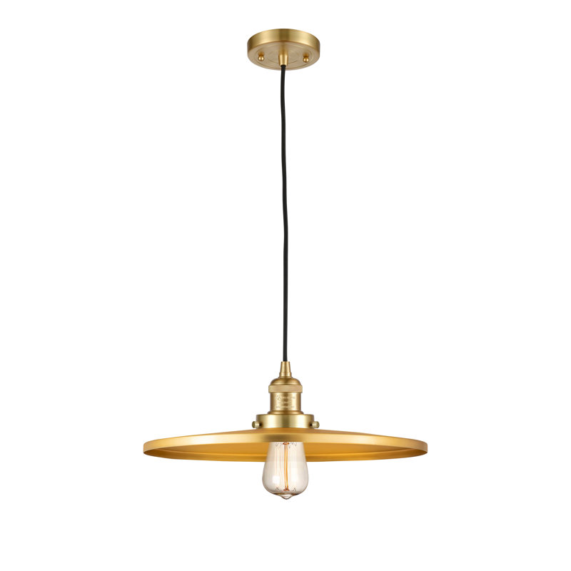 Luminaire suspendu simple à 1 lumière Appalachian, H 5,88 po x l 16 po x P 16 po, Or satiné, Or satiné