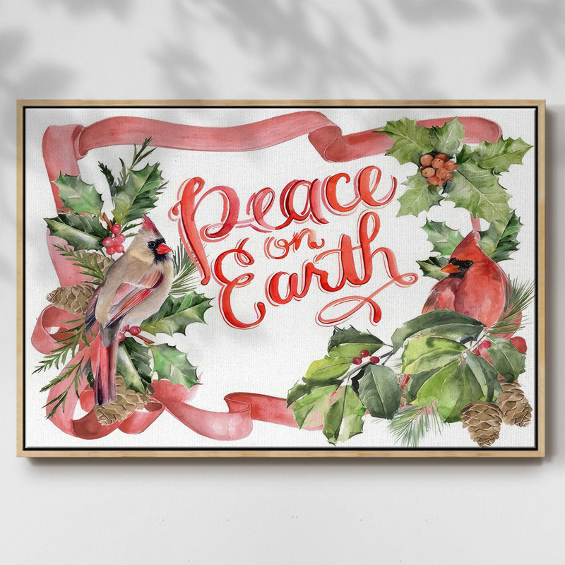Cardinal Holly Christmas Collection A, H 27 po x l 41 po x P 1,5 po, Encadré naturel