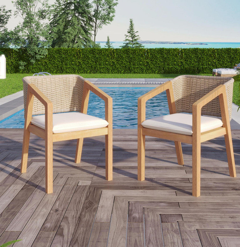 Ensemble de 2 chaises de patio pour l'extérieur en bois massif