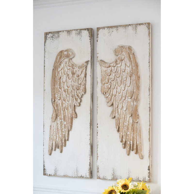 2pcs Feather Wing Wall Panels, Distressed White, 42" X 15.5", Transform Your Living Room, Dining Hallway Of Two White 42x15.5, Elevate Style