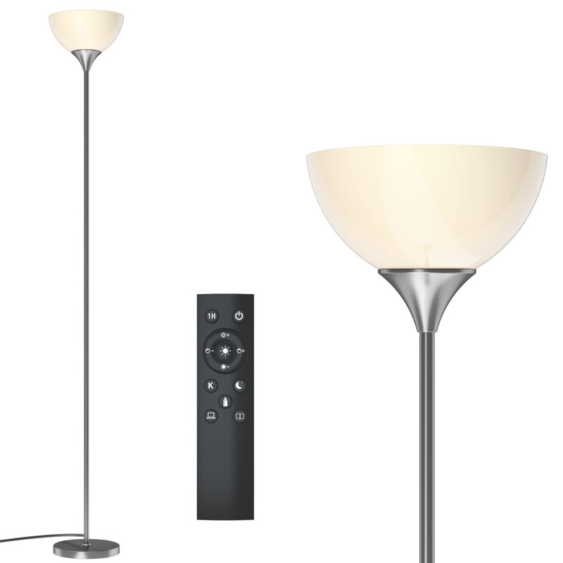 70" Floor Lamp with Remote Control, Nickel