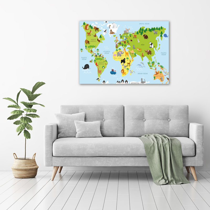 Map Of Animals - Wrapped Canvas Print