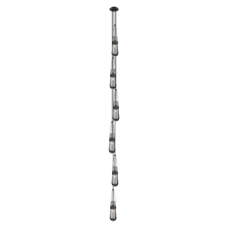 Luminaire suspendu en grappe à 6 lumières Schreffler, Transparent, Noir mat
