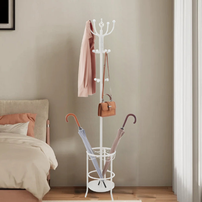 Portemanteau autoportant, portemanteau avec porte-parapluie, Blanc