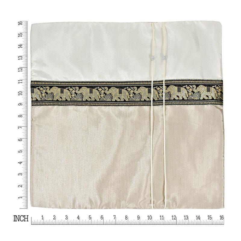 Ensemble de housse de coussin en soie Golden Cream Elephant Parade