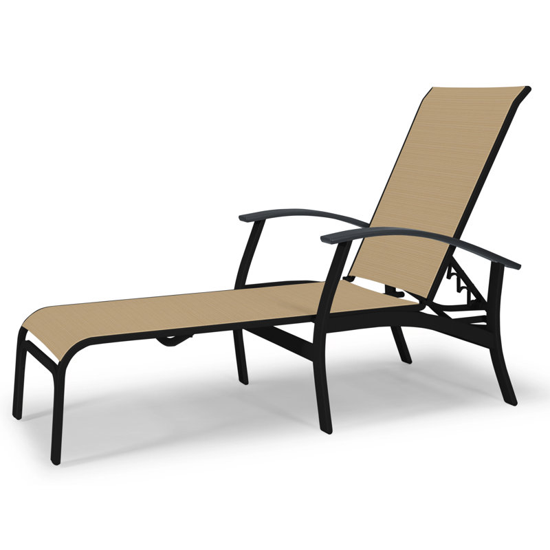 Askar Outdoor Rust-Resistant Metal Chaise Lounge, Classic Graphite P30, Bristol Taupe Sunbrella®, Textured Black